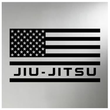 Imagem de Adesivo de vinil com bandeira americana de Jiu Jitsu para lutadores de artes marciais, atletas, janela de carro, laptop, garrafa de água, academia, equipamento patriótico, EUA, luta, treinamento