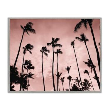 Imagem de Stupell Industries Evenings Edge Pink Palms Gray Framed Giclee Art Design por Natalie Carpentieri, 40 x 50 cm