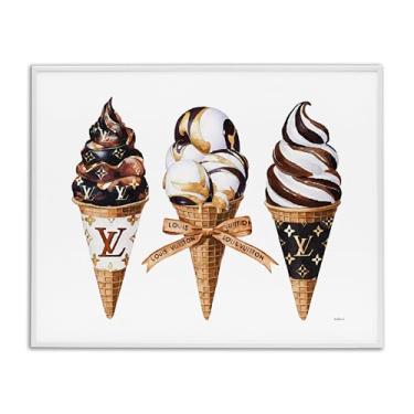 Imagem de Stupell Industries Cones de sorvete glam chocolate branco emoldurado giclée design artístico por Amanda Greenwood, 28 x 35
