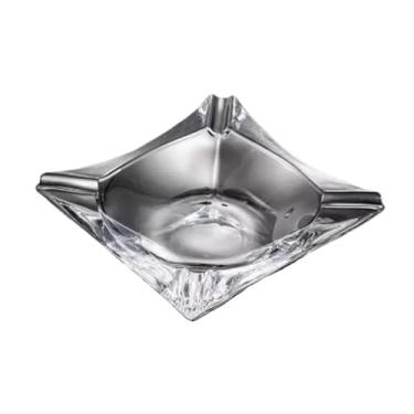 Imagem de Cinzeiros portáteis de vidro quadrado transparente para sala de estar, escritório, mesa de café, ornamentos de mesa, conjuntos de cinzeiros (transparente)