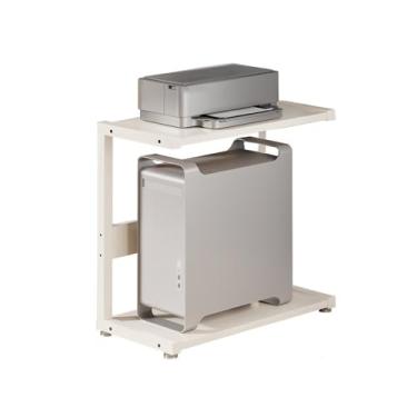 Imagem de Suporte de CPU para PC, suporte de chão de CPU doméstico com rodas giratórias bloqueáveis, prateleira dupla para escritório, carrinho de PC resistente para mesa de jogos, acessórios de PC (branco