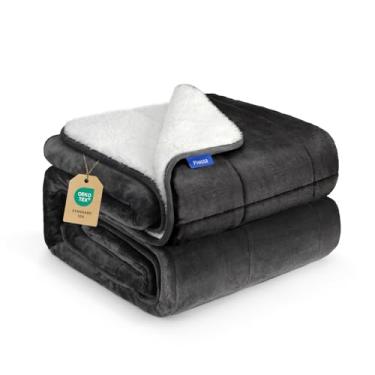 Imagem de Cobertor pesado para adultos 6,8 kg 152 x 203 cm, cobertor de lã de ovelha tamanho Queen com parte superior de flanela de pelúcia macia, felpudo, aconchegante, quente e grosso para o inverno