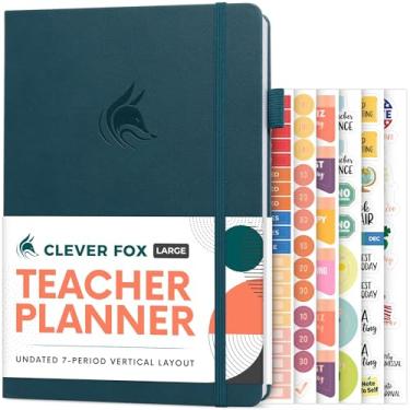 Imagem de Clever Fox Agenda de professores – Agenda de ano escolar com calendários e planos de aula – Livro de planos de professores para sala de aula e organização de ensino em casa – Sem data, 17 x 25 cm,