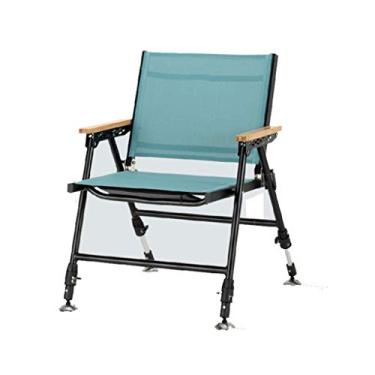 Imagem de ZZTWER Cadeira de acampamento portátil ao ar livre, apoio de braço de madeira, cadeira de acampamento dobrável com mesa lateral, compacta e resistente, 150 kg para atividades ao ar livre, piquenique