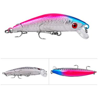 Imagem de 1 isca de pesca Minnow 70 mm 8 g isca dura de plástico wobbler artificial isca de pesca de robalo carpa