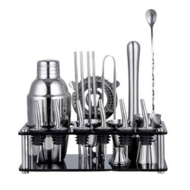 Imagem de ZZTWER Kit de bartender, conjunto de coqueteleira de aço inoxidável, 18 peças, coqueteleira, coqueteleira, conjunto de barra de ferramentas para casa e bar conjunto de coqueteleiras