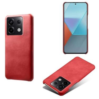 Imagem de Capa para Xiaomi POCO M6 Pro 4G,Proteção contra quedas,Casca de volta de cor sólida simples,Design de couro de imitação de plástico-Red
