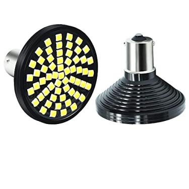 Imagem de Lâmpada Harley LED de 5 cm 1156 Lâmpada de sinalização traseira branca super brilhante 60-SMD 3030 Chips com substituição de lente para luzes piscantes estilo bala motocicleta Softail (pacote com 2)