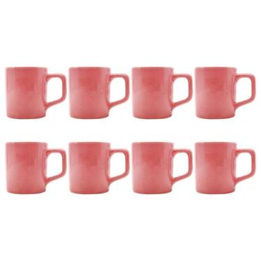 Imagem de kit 8 Xícaras Café Colors Rosa 80mL Cerâmica Mesa Posta - ECOS, Colors