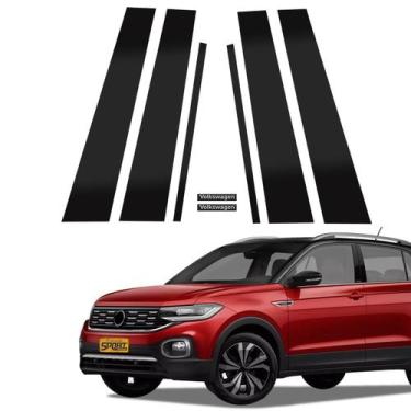 Imagem de Adesivo Black Piano Coluna P/ T-cross Aplique Porta Genérico - SPORTIN