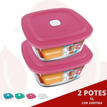 Imagem de 2UNI Pote Facilita Quadrado de Vidro c/ Tampa Marinex 1L - NADIR FIGUE