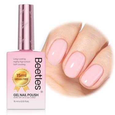 Imagem de Esmalte de gel Beetles Nude Pink - esmalte de gel de geleia de rosa enevoado, sem hemas, natural, nude, rosa, esmalte, corretivo de unhas, efeito translúcido, efeito de imersão UV, presente de