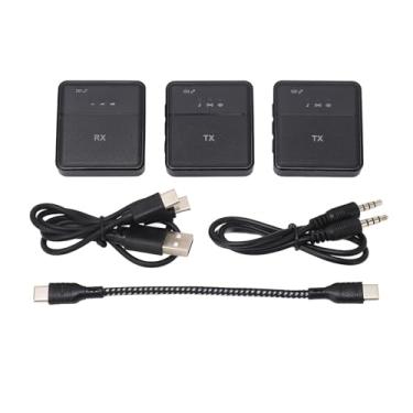 Imagem de Mini clipe de microfones profissionais de microfones Lavalier sem fio no microfone com reverb Redução de ruído de monitoramento em tempo real para entrevista para transmitir ao