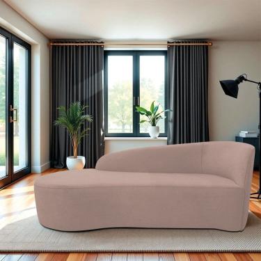 Imagem de Recamier Curvo Orgânico 160cm 2 Lugares Lado Esquerdo para Sala de Estar Linho Paris Rose
