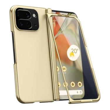 Imagem de HAOMRIYL Capa para Google Pixel 10 Pro Fold, protetor de tela integrado, dobradiça fina, à prova de choque, orifício para lente de câmera de precisão, revestimento protetor de PC, dourado, dobra 10