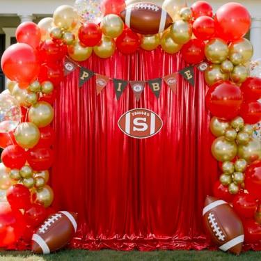 Imagem de Cortina de fundo de lantejoulas vermelhas brilhantes de 6 x 3 m para festas, cortinas grossas sem rugas com glitter para fotos para aniversário, casamento, Natal, fotografia de fundo - 4 painéis 1,5 x