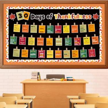 Imagem de Decoração de quadro de avisos de Ação de Graças, decorações de sala de aula de gratidão de outono recortes de folhas de bordo recortes escolares, biblioteca, parede, porta, suprimentos para