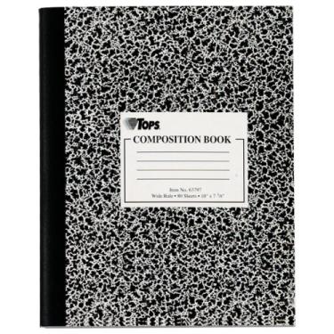 Imagem de TOPS Livros de Composição de Mármore, 20 x 25 cm, Régua Larga, Capa Rígida, 80 Folhas, Branco, Caixa com 50 Livros (63797)