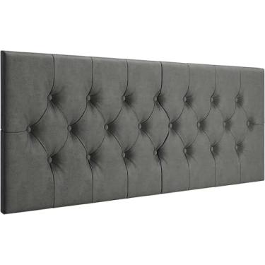 Imagem de Cabeceira Casal Capitonê, 140 cm, Suede, Fixação na Parede, Estofada, Estilo Moderno,(Cinza)