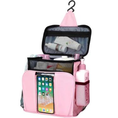 Imagem de Bolsa de higiene Shower Caddy, organizador de maquiagem rosa para mulh