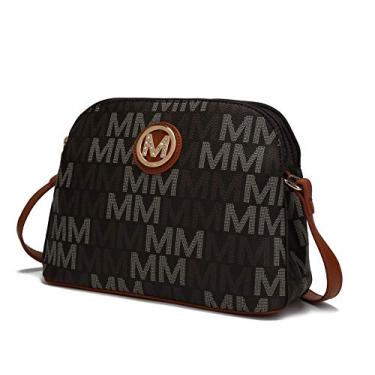 Imagem de Bolsa tiracolo Mia K. Collection para mulheres – Alça ajustável removível – Bolsa carteiro de couro vegano com design cruzado, Brown Niecy, Small