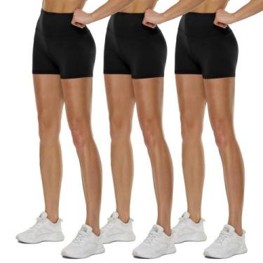Imagem de Shorts de motociclista QGGQDD de cintura alta 3/5/8 pretos para mulher