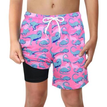 Imagem de Calções de banho LUCOWEE Toddler Boys Pink Dinosaur 3T 3 Years