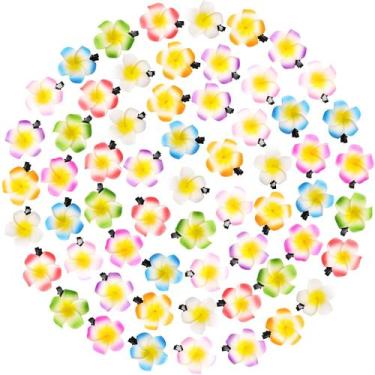 Imagem de Clipes de cabelo de flores de espuma havaiana Geosar Plumeria 5 cm 100