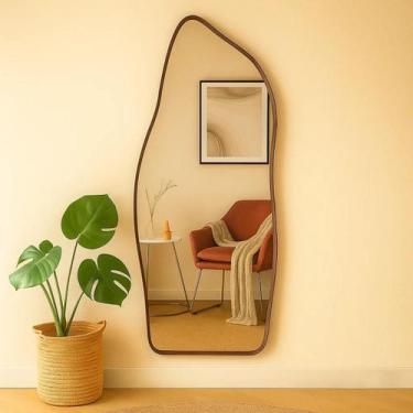 Imagem de Espelho 110x50cm Moldura Alumínio  Decorativo para Sala, Banheiro ou Q
