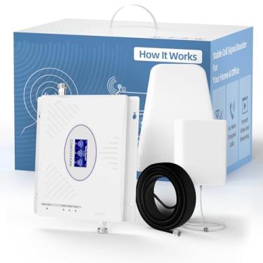 Imagem de Amplificador de celular para casa 2G 3G 4G LTE 5G Tri Band 2/4/5/25/66 impulsionador de sinal de celular de até 5000 m², amplificador de sinal celular para AT&T, Verizon, T-Mobile e mais | Aprovado