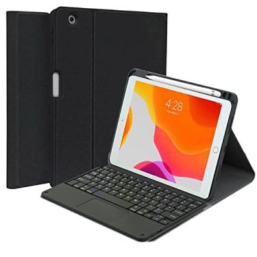 Imagem de QYiiD Capa com teclado touchpad para iPad Pro 12,9 polegadas 2017/2015 (modelo antigo, 2ª e 1ª geração), teclado sem fio magnético removível, capa inteligente com suporte para lápis, preta