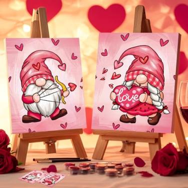 Imagem de Nuberlic Kit de pintura para encontros noturnos para casais, kit de pintura noturna para adultos, tela pré-desenhada para pintar para adultos, tela pré-esticada, cupido, gnomo, conjunto de arte,