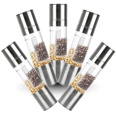 Imagem de Kit 5 Moedores Duplo Manual 2 em 1 Aço Inox 100ml Sal e Pimenta Gourme