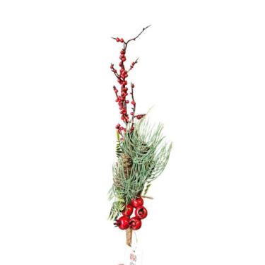 Imagem de 3 Galhos Natalinos Berries folhagem e pinha 40cm - TOK