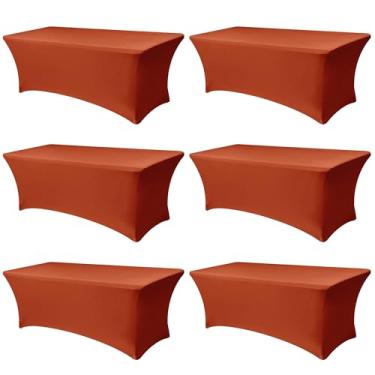 Imagem de Enjoyidea Toalhas de mesa de elastano para mesas retangulares de 2,5 m - pacote com 6 capas de mesa elásticas elásticas dobráveis para festas, expositores de estande de fornecedores, evento de buffet
