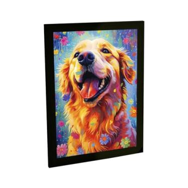 Imagem de Quadro Decorativo Cachorro Cão Golden Retriever Ilustração Decoração Poster Quarto Sala