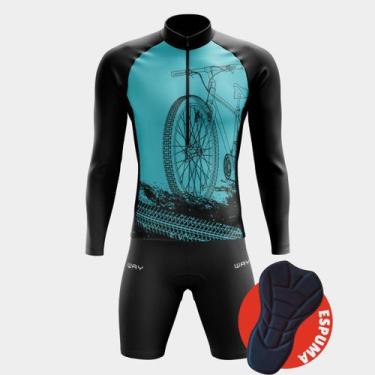 Imagem de Conjunto de Ciclismo Masculino Bermuda Forro Espuma Bolsos Laterais e 