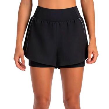Imagem de Short Feminino Olympikus Ultra 2 Em 1 Dryaction Preto/Cinza, Preto, Ci