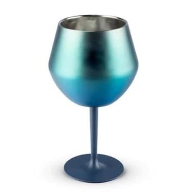 Imagem de Taça Copo Térmico De Aço Inoxidável 2 Em 1 Para Drinks Bebidas 420ML(Azul)