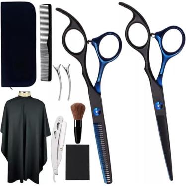 Imagem de Estojo Profissional de Barbeiro 9 Peças – Tesouras Fio Navalha 6.0”, Navalhete, Pente, Presilhas, Espanador e Capa