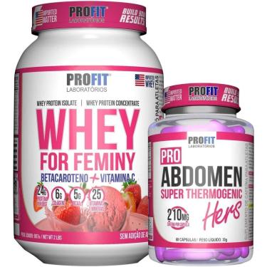 Imagem de WHEY PROTEIN FEMININO 907G l TERMOGÊNICO PRO ABDOMEN HERS 60 CÁPSULAS l PROFIT-Unissex