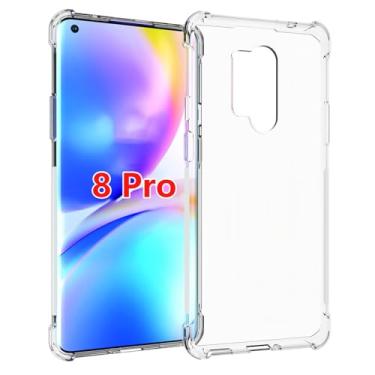 Imagem de USTIYA Capa para Oneplus 8 Pro TPU transparente quatro cantos 1+ 8 Pro capa transparente macia funda