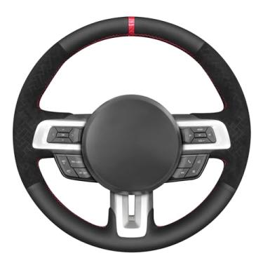 Imagem de MEWANT Capa de volante costurada à mão para Ford Mustang 2015-2023 Acessórios de volante para Ford Mustang