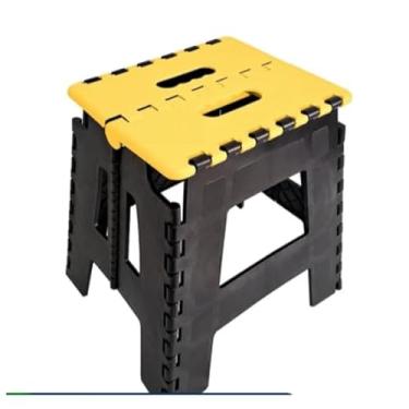 Imagem de Banquinhos - Banqueta Dobrável - De Plástico - Até 100 Kg - Resistente Para Viagem(Amarelo)