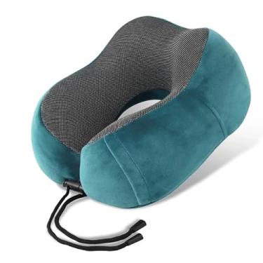 Imagem de Travesseiro de Pescoço Formato U para Viagem Avião Carro Ônibus Almofada Ortopédica Ergonômica com Espuma Viscoelástica para Cervical, Cabeça e Pescoco Adulto - NRSHOP (Azul)