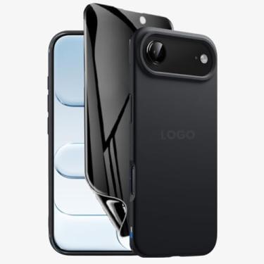 Imagem de Kit Capa Capinha Case Proteção Premium Preta Anti Impactos + Película de Cerâmica Fosca Privacidade Não Quebra, Anti Riscos (iPhone 17 Air)