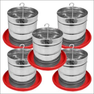 Imagem de Kit 5 Comedouros Tubular 10kg p/ Frango Aves Galinha Faisão - Avipet