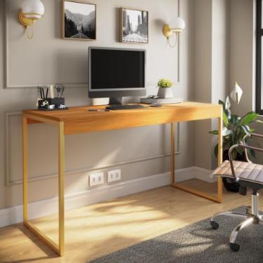 Imagem de Mesa Industrial 90cm Escritório Estudo Home Office Tampo MDP - JM3 Móveis (Freijó)