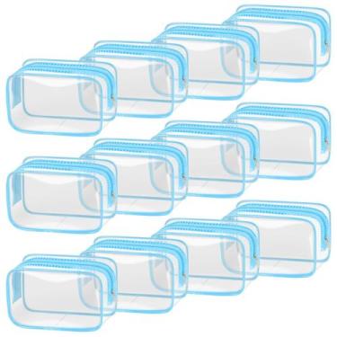 Imagem de Bolsa de maquiagem TISRATOK Clear, 12 peças para mulheres, azul de via