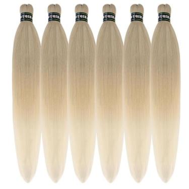Imagem de Braiding Hair Wuqibawu Ombre Ash Blonde, pré-esticado, 26 polegadas